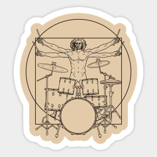 Virtuvian Man Drummer Black Sticker